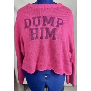rue21 Dump Him Pink Cropped Sweater | Bold Knit |1X | Barbiecore Sweater
